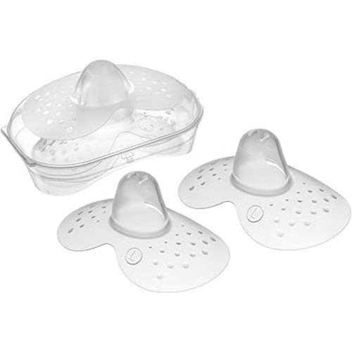 MAM Breastfeeding Nipple Shields with Sterilizing Storage Case, Nipple Shields for Nursing Newborn, Size 3 Large 23mm, 2-Count, Clear