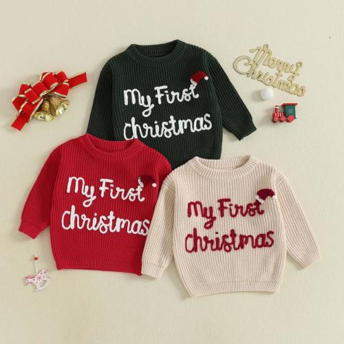 Infant Baby Girls Boy Knit Sweater Christmas Hat and Letter Embroidery - TikTok Shop