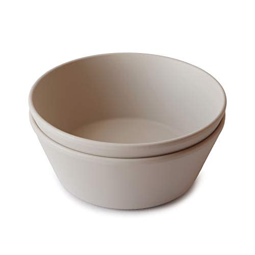 mushie Round Dinnerware Bowls for Kids | Made in Denmark, Set of 2 (Vanilla)