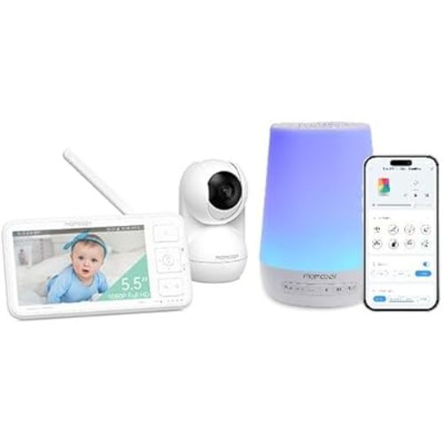 Momcozy White Noise Machine Video Baby Monitor, 5.5” 1080P Full HD Baby Monitor with Camera