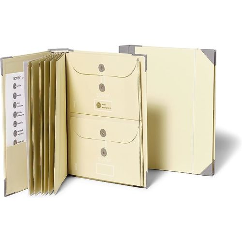 Savor | 2025 Edition The Folio™ Document Organizer | Custom Dyed Cloth-Bound Expanding File for Important Papers, Passports, Birth Certificates & More | Ideal for Home Organization & Graduation Gift