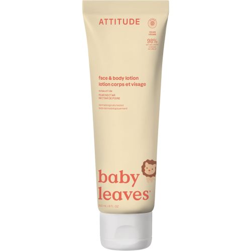 ATTITUDE Baby Lotion, EWG Verified Moisturizer, Dermatologically Tested Moisturizing Cream, Vegan and Cruelty-Free, Pear Nectar Scent, 8 Fl Oz