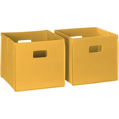 RiverRidge Folding Storage Bins with Handles Golden yellow Cube Storage Organizer for Closet, Bedroom & Playroom - Closet Organizers and Storage Set of 2