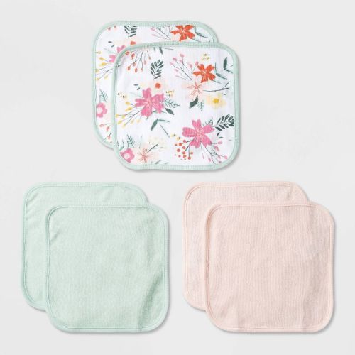 Baby Girls' 6pk Floral Meadow Washcloth Set - Cloud Island™ Pink