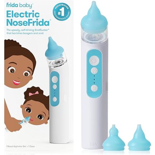 Frida Baby Electric NoseFrida Nasal Aspirator for Baby, Nose Sucker for Baby & Toddler, Nasal Aspirator for Congestion Relief with 3 Suction Levels, 2 Silicone Tips, USB Rechargeable
