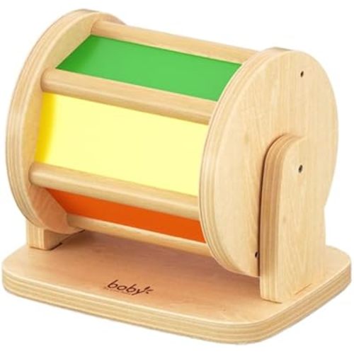 Boby Montessori Spinning Drum: Sensory Experience for Babies 6-12 Months - Engage, Explore, and Learn with Our Wooden Infant Toy