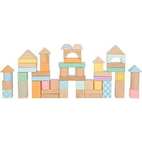 Small Foot- 50 Pastel Wooden Building Block Playset- Stacking Toys for Boys and Girls Ages 12+ Months-Montessori-Perfect for Birthdays and Holidays