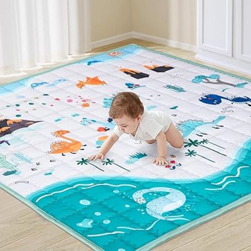 Baby Play Mat for Floor, 50"x50" Playpen Mats Soft and Safe for Infants and Toddlers, Easy Storage and Travel Baby Mat, Non-Slip Cushioned Crawling Playmat for Playtime and Tummy Time