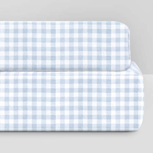 Gingham Organic Jersey Cotton Crib Sheet and Changing Pad Cover Set