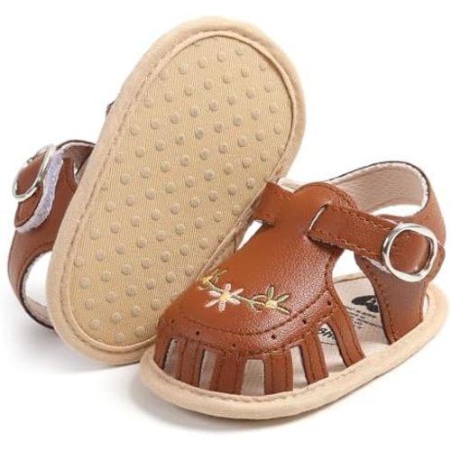GDSDYM Infant Baby Girls Summer Sandals with Flower Bowknot Soft Sole Wedding Dress Flats Newborn First Walkers Crib Dress Shoes