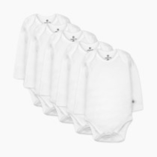 Honest Baby Clothing 5-Pack Organic Cotton Long Sleeve Bodysuit - Bright White, 3-6 M