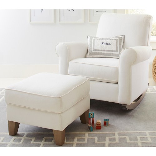Charleston Rocking Chair and Ottomon - in Dove, Brushed Chenille