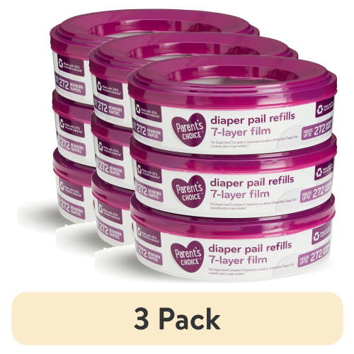 (3 pack) Parent's Choice Diaper Pail Refills, Holds up to 816 Newborn Diapers, 3 Count