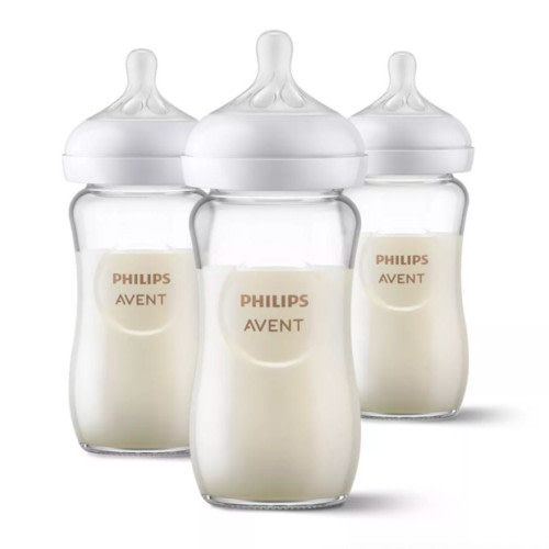 Philips Avent 3pk Glass Natural Baby Bottle with Natural Response Nipple - Clear - 8oz