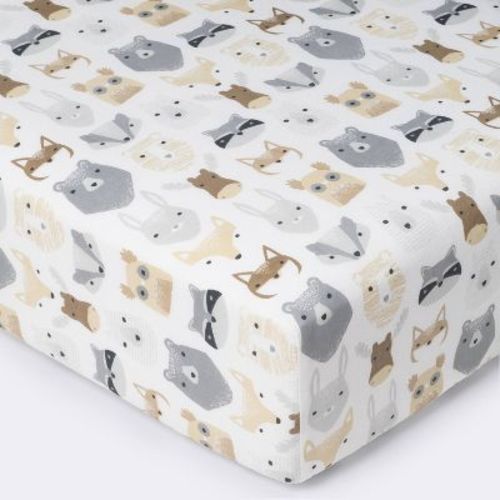 Crib Fitted Sheet Woodland Animals - Cloud Island™ - Gray/white