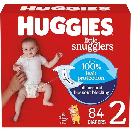 Huggies Size 2 Diapers, Little Snugglers Baby Diapers, Size 2 (12-18 lbs), 84 Count, Packaging May Vary