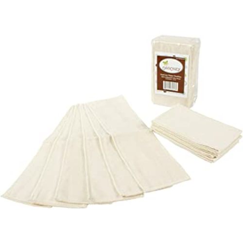 OsoCozy Gauze Cloth Diaper Doublers - 100% Unbleached Gauze Weaved Cotton, 4x12 inches, 6 Layers Thick. Add Extra Absorbency to Your Cloth Diapers - 12 Pack