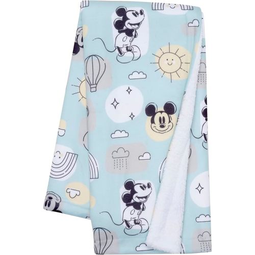 Lambs & Ivy Disney Baby Classic Mickey Mouse Blue/White Soft Fleece Baby Blanket