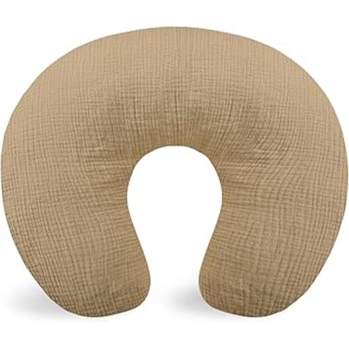 Hooyax Muslin Nursing Pillow Covers Only, Soft and Breathable Nursing Covers for Breastfeeding Pillows, Adorable Infant Feeding Pillow slipcover for Baby Boy and Girls (Brown)