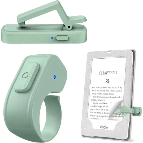 Page Turner Ring for Kindle,Remote Control for iPhone iPad Android Tablets E-Readers,Clicker Page Turner for Kindle Accessories for Camera Video Record&Shutter Selfie (Green)