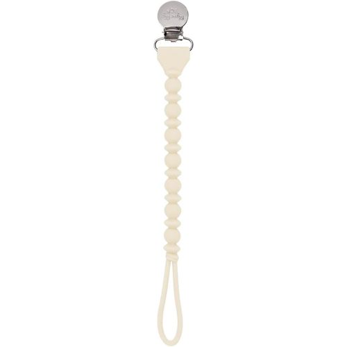 Itzy Ritzy Silicone Pacifier Clip 100% Food Grade Silicone Pacifier Strap with Clip Keeps Pacifiers, Teethers & Small Toys in Place Features One-Piece Design & Silicone Cord (Buttercream)