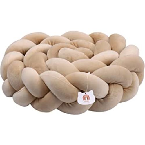 XHJRI Soft Cushion Knot Pillow, Suitable for Home Decor and Furniture Decoration, Bed Gap Filling Cushion Plush for Boys Girls Gift Decoration (Khaki, 78.7 Inch, 1 Count (Pack of 1))