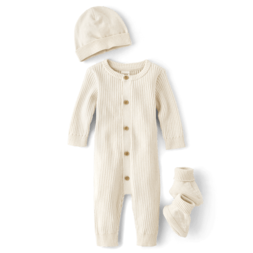 Baby Sweater Romper 3-Piece Outfit Set - Homegrown by Gymboree - Tan