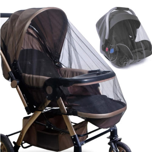 Baby Stroller Mosquito Net (2 Pack) - Durable Mesh Protection for Bassinets, Cradles, Playards, Pack N Plays & Portable Mini Cribs | Breathable Universal Fit Insect Barrier (Black)