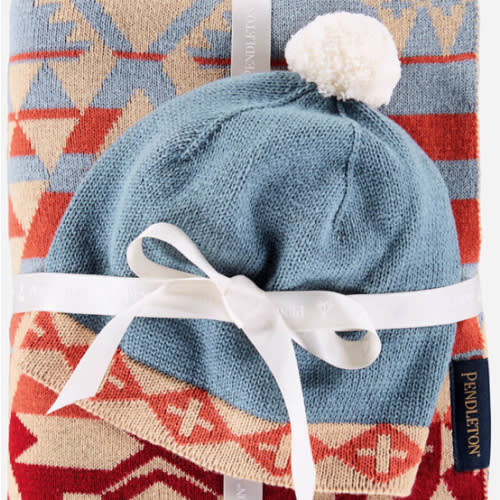 KNIT BABY BLANKET WITH BEANIE