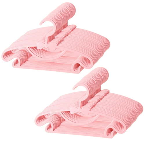 KABOER 100 Pcs Baby Hangers for Closet, Plastic Kids Hangers for Nursery, Childrens Hangers, Cascading Plastic Childrens Hangers and Infant Hangers for Closet