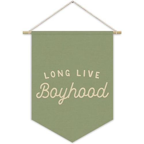 Long Live BoyHood Banner Sage Green Decor Boy Room Decor,Nursery Playroom Wall Decor For Boys Bedroom Toddler Decorations Teen Boy Room Decor,Wall Hanging Pennant Flag Banner 15x11in