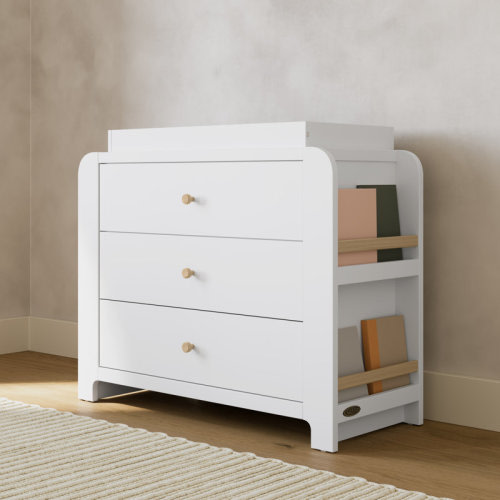 Graco Read-With-Me 3 Drawer Chest With Bookshelves And Removable Changing Topper | Wayfair