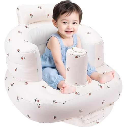 Baby Beach Chair，Upseat Baby Seat，Inflatable Baby Seat with Built in Pump, Baby Floor Seats for Sitting Up- Tulip