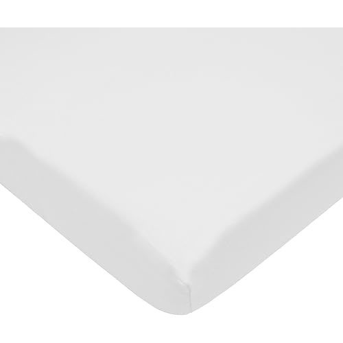 TL Care Fitted Mini Crib Sheet 24" x 38", Soft Breathable Neutral 100% Cotton Jersey Portable Sheet, White, for Boys and Girls, Fits Most Pack N Play and Mini Crib Mattresses