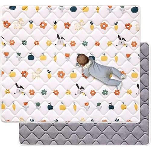 Odorless Premium Foam Baby Play Mat 47" x 47", Soft Microfiber Fabric Crawling Mat for Floor- Comfortable and Hypoallergenic, Non-Slip Cushioned Floor Playpen mat for Infants,Babies,Toddlers