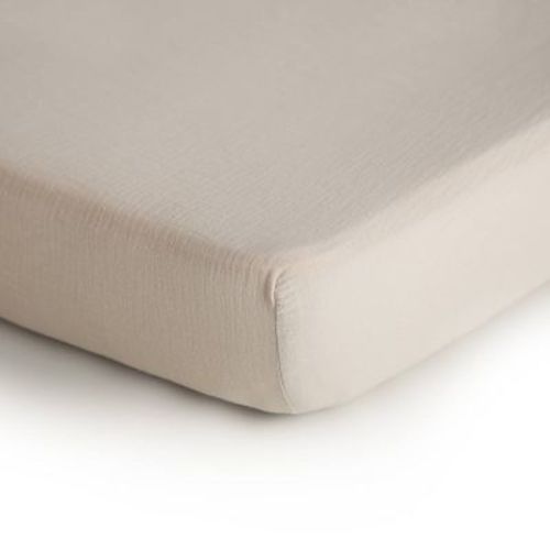 Mushie Extra Soft Muslin Crib Fitted Sheet - Fog