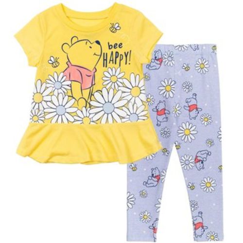 Disney Fairies Winnie the Pooh Infant Baby Girls Cosplay T-Shirt and Leggings Outfit Set Pooh Yellow/Blue 18 Months