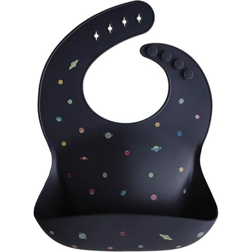 mushie Silicone Baby Bib | Adjustable Fit Waterproof Bibs (Planets)
