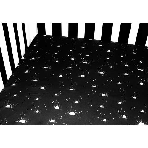 Fitted Crib Sheet / Mini Crib Sheet / Pack N Play - Black Sunrise