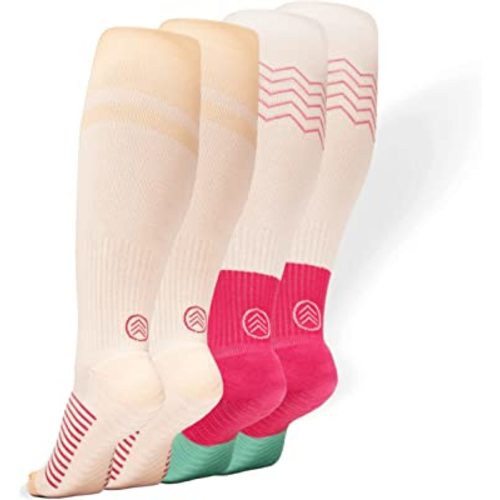 Gripjoy Compression Socks with Grips for Women & Men - 15-20mmHg - Knee High Non-slip Socks