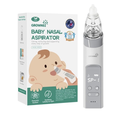 GROWNSY Nasal Aspirator for Baby, Electric Nose Aspirator for Toddler, Baby Nose Sucker, Automatic Nose Cleaner with 3 Silicone Tips, Adjustable Suction Level, Music and Light Soothing Function (Gray) : Amazon.com.au: Baby