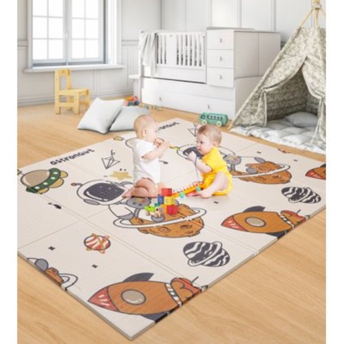 RELOIVE Foldable Baby Play Mat,Reversible Foam Playmat for Floor,79"x59"Large Waterproof Anti-Slip Activity Playmats with Travel Bag for Babies,Toddlers, Infants