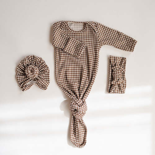 Sleeper and Headwrap Set in Cinnamon