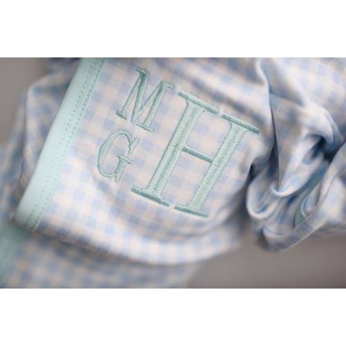 baby boy coming home outfit, blue check, sk creations