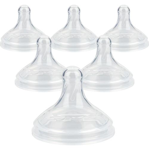 Silicone Nipple for Dr.Brown's Wide-Nick Baby Bottle & Glass Bottles,Level 1 Nipple, Slow Flow, 1m+, 6 Count