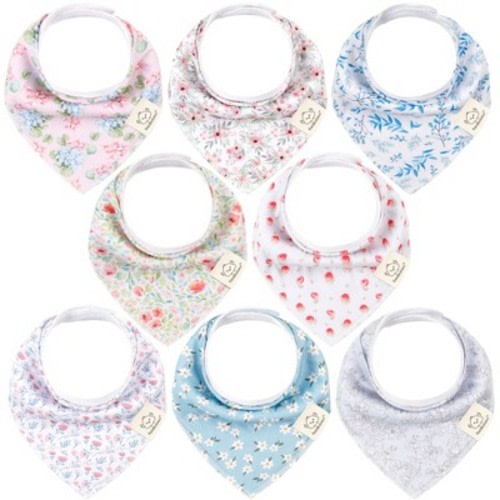 8pk Organic Baby Bandana Bibs, Baby Drool Bibs for Baby Boy, Girl, Baby Bibs for Infant, Newborn, Color: Flourish