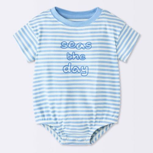 Baby Boys' "Seas The Day" Bubble Romper - Cloud Island™ Blue Newborn
