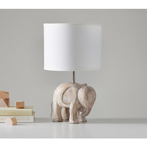 Carved Wood Elephant Table Lamp | Pottery Barn Kids