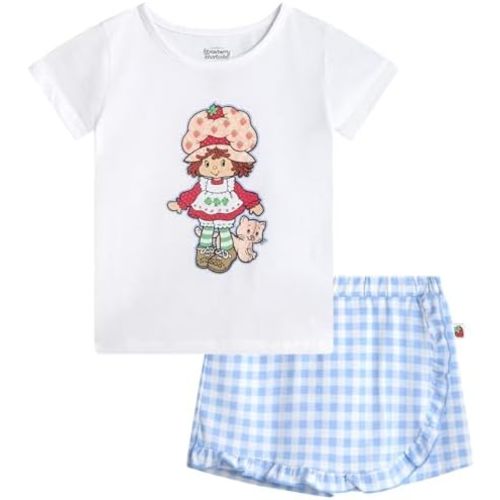 Strawberry Shortcake Girls Short Set - 2 Piece T-Shirt and French Terry Shorts for Toddler Girls (2T-6X)