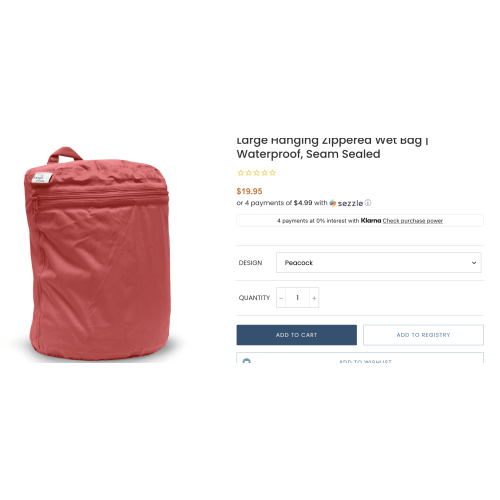 Large Hanging Zippered Wet Bag | Waterproof, Seam Sealed